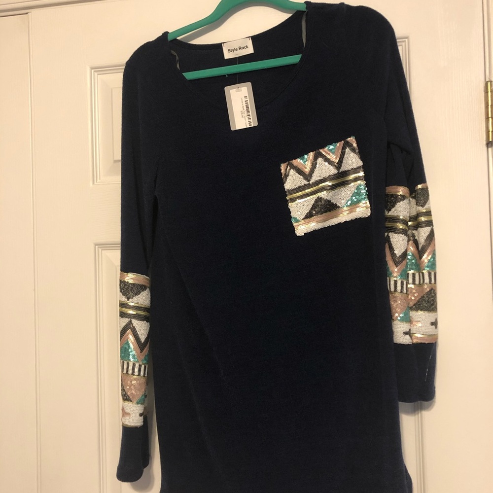 Long sleeve sequin tunic